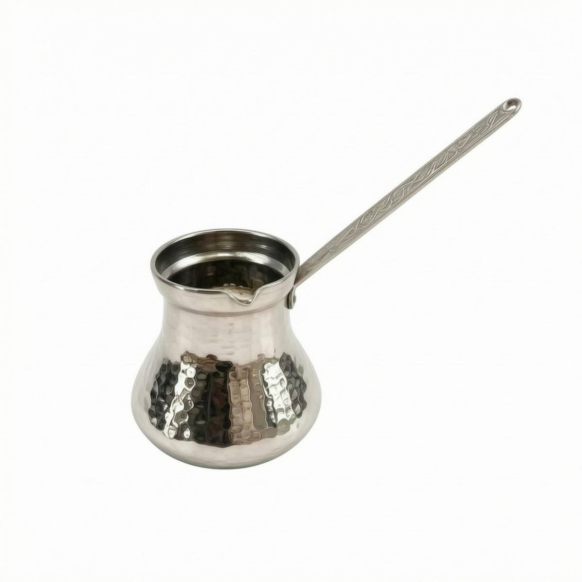 Small Pouring Spout Hammered Metal Coffee Pot Flared Body Hand-Hammered Coffee Pot Reflective Drinkware Silver-Colored for Tea Serving