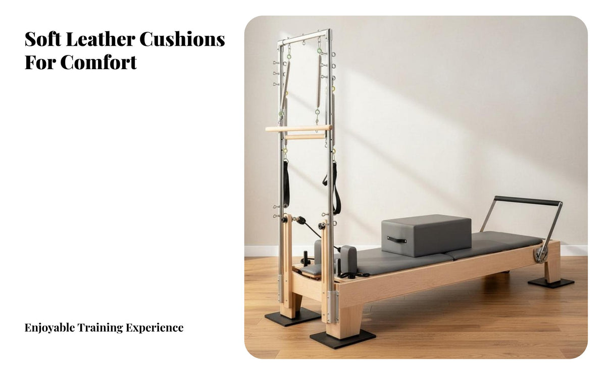 Pilates Reformer Bed Full Body Workout Maple Wood Reformer Adjustable Resistance Core Training Bed for Home Gym Users, Adults, Recovery Center