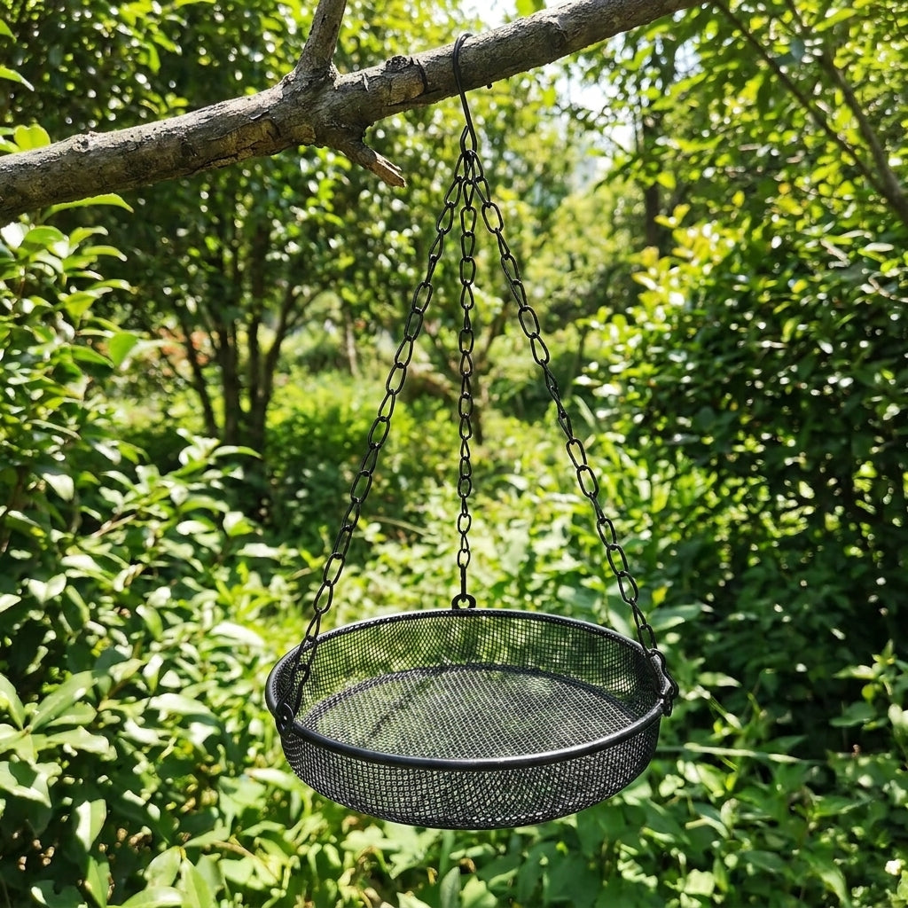 Hanging Feeder Tray, Iron Ornamental Garden Feeder for Yard Decor, Heavy Duty Metal Gift Idea