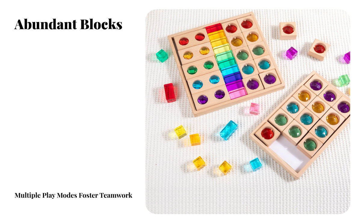 Child-Centered Inspired Stacking Crystal Blocks Sensory Translucent Rainbow Blocks Stackable for Preschoolers, Kids, Preschool, Classroom