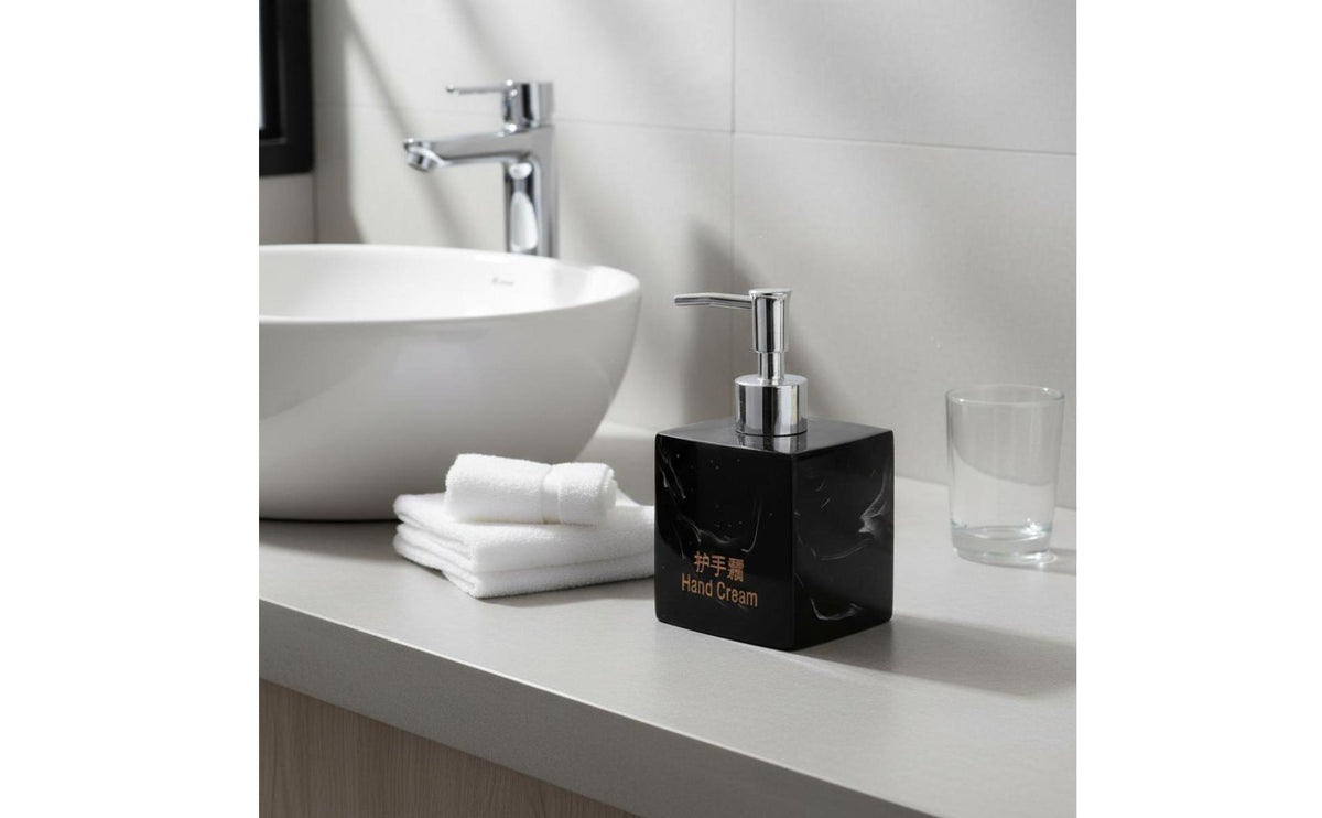 Refillable Lotion Dispenser European Design Square Shampoo Bottle Marble Pattern Soap Pump Luxury Design Resin Hand Soap Bottle