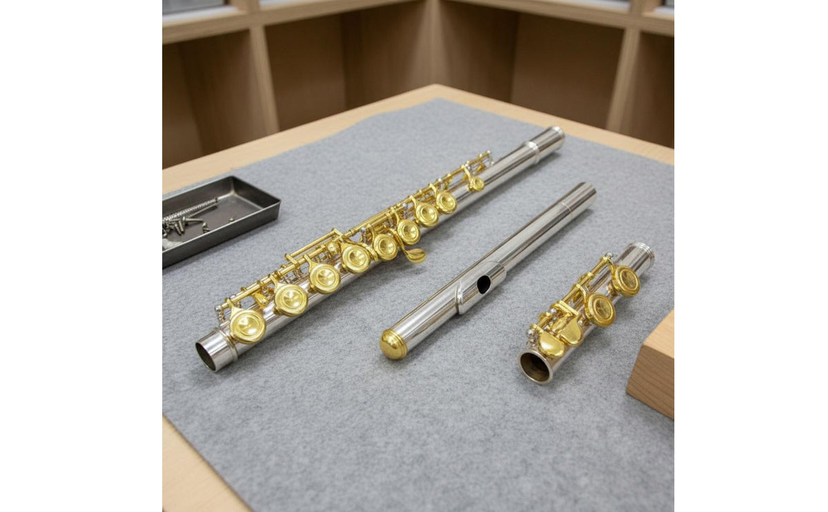 Gold Key Flute Complete Accessories Silver Flute Brazed Construction for Beginners, Exam, Practice