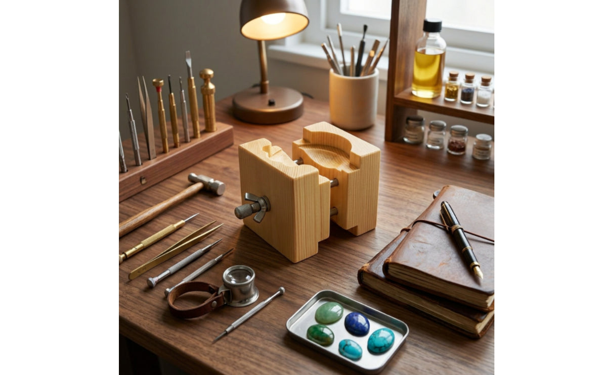 Watch Case Clamp with Wooden Blocks | Adjustable, Watch Case Holder, for Bench Work