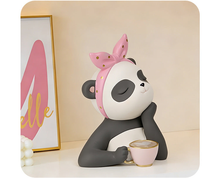 Bubble Panda Figurine for Coffee Shop, Dessert Shop, Homestay Front Desk