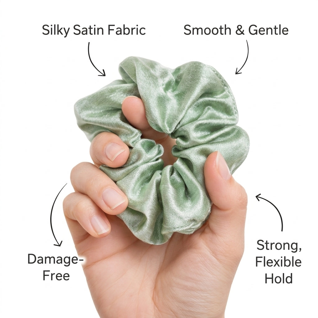 Large Satin Scrunchies Set for Women and Teens, Sleep Scrunchie for Thick Hair Curly Thin Small Hairbands Gym Workout Accessories
