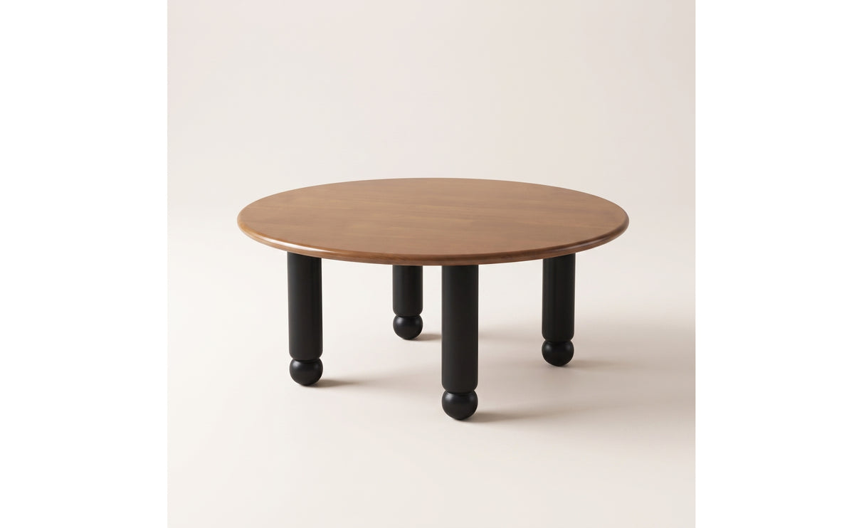 Walnut Round Coffee Table Modern Wooden Coffee Table Minimalist Furniture Solid Wood for Living Room, Reading Corner