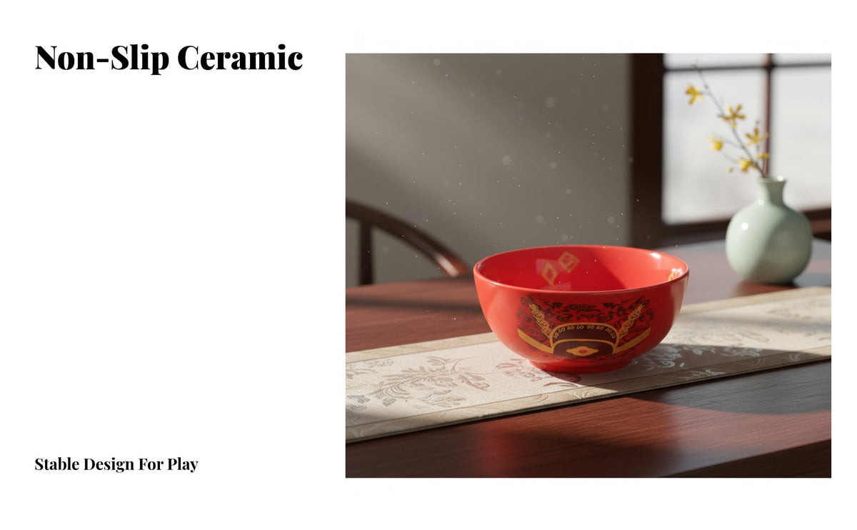 Autumn Festival Dice Bowl Set, Large Red Ceramic, Festive Gift for Adults