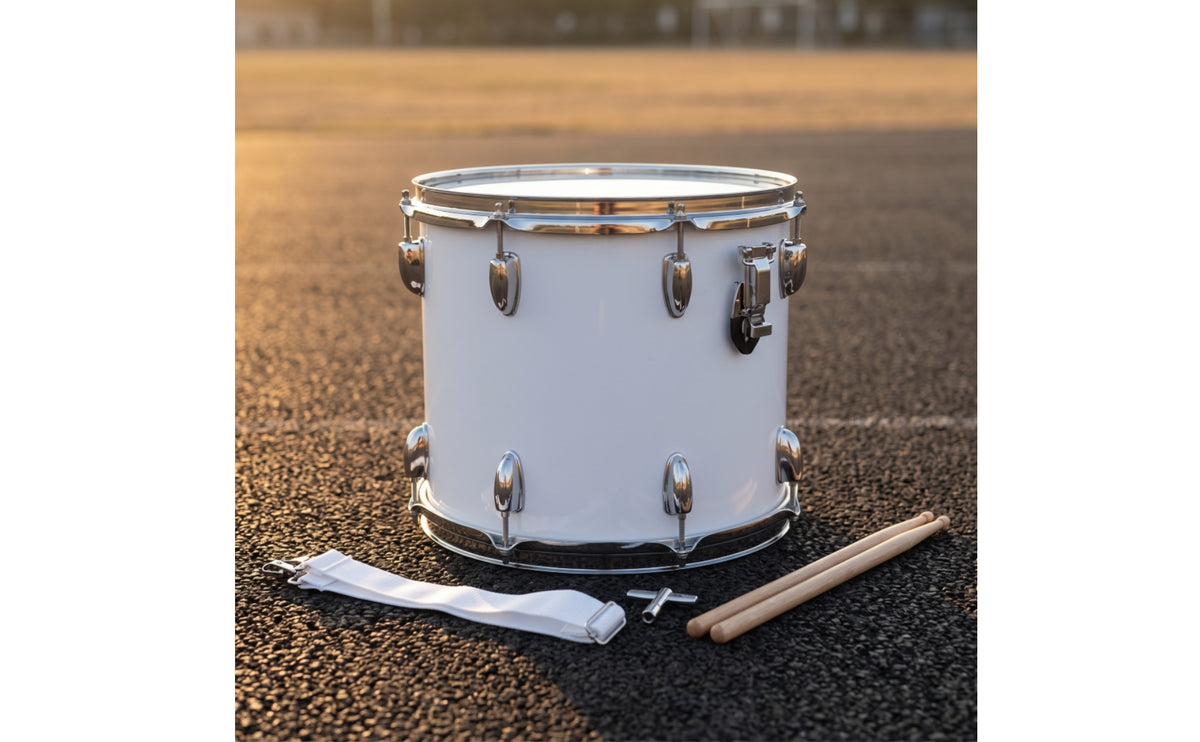 Marching Snare Drum Metal Shell Snare Drum with Carrying Strap Instrument for Processions, School Bands