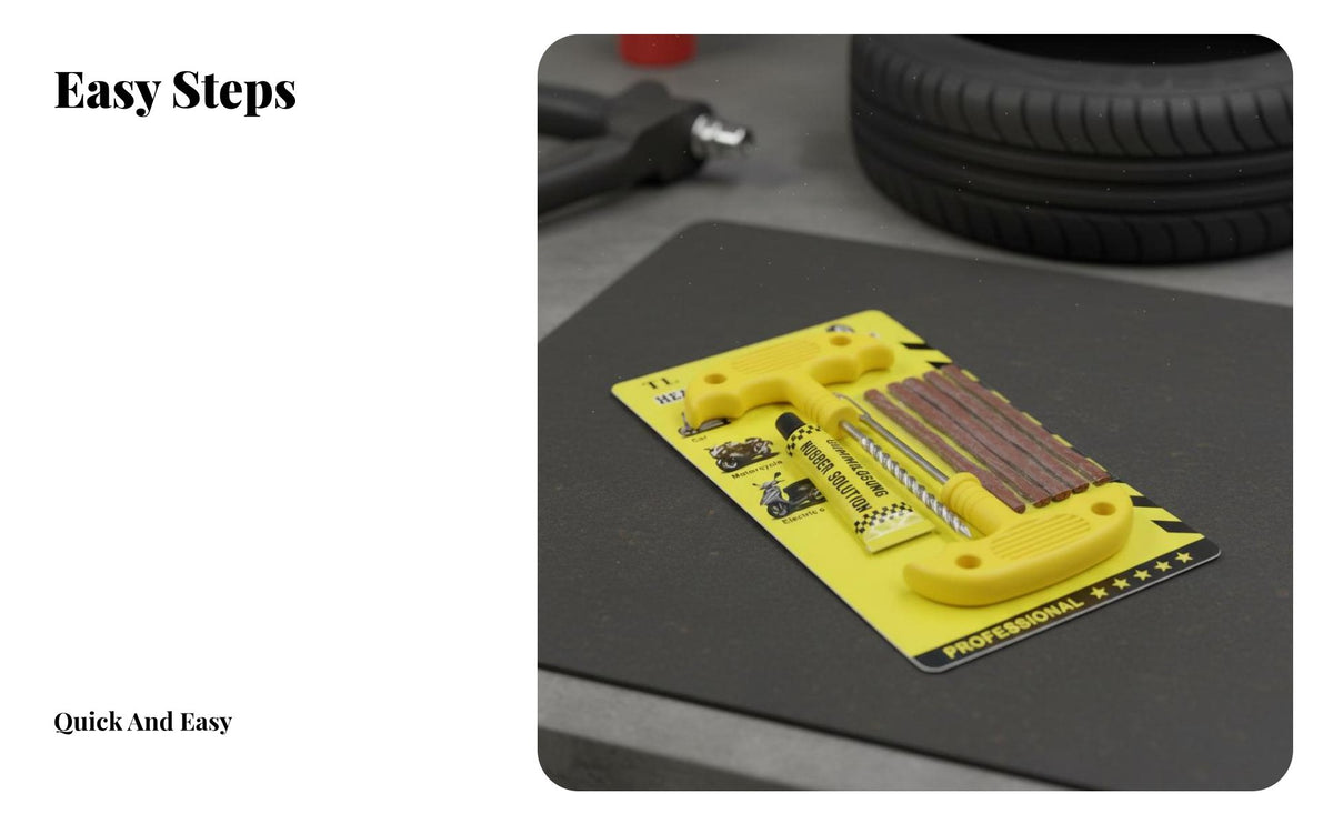 Universal Fit Tire Plug Insertion Set Portable Tire Puncture Plug Set Easy to Use Vehicle Repair Equipment Heavy Duty for Car Owners, Motorcycle Riders, DIY Enthusiasts, Roadside Emergency, Garage, Away from Paved Surfaces-Pavement Adventures