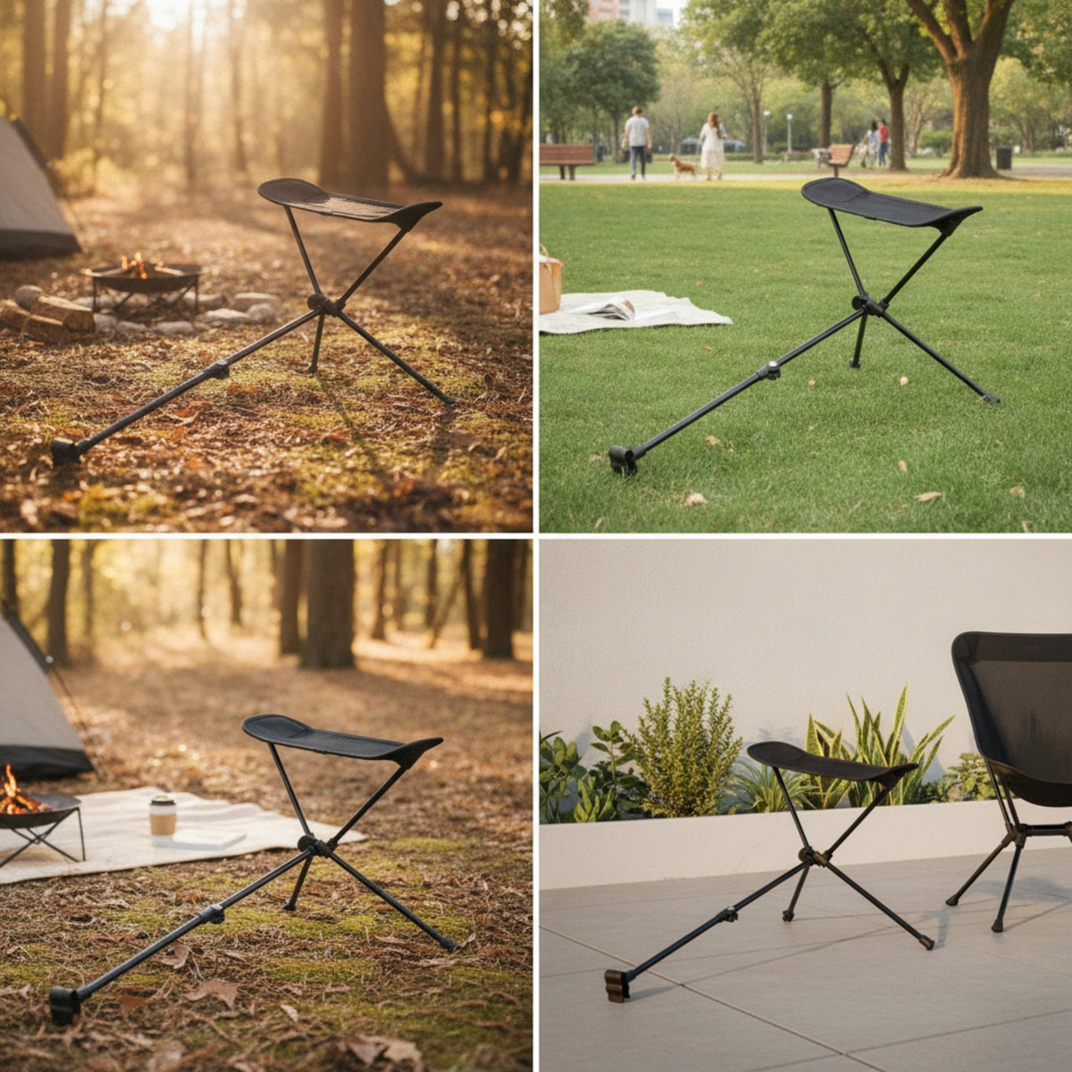 Foldable Telescopic Footrest Adjustable Camp Chair Footrest Lightweight Leg Rest Portable for Campers, Anglers, Hikers, Camping, Fishing, Picnics, Backyard