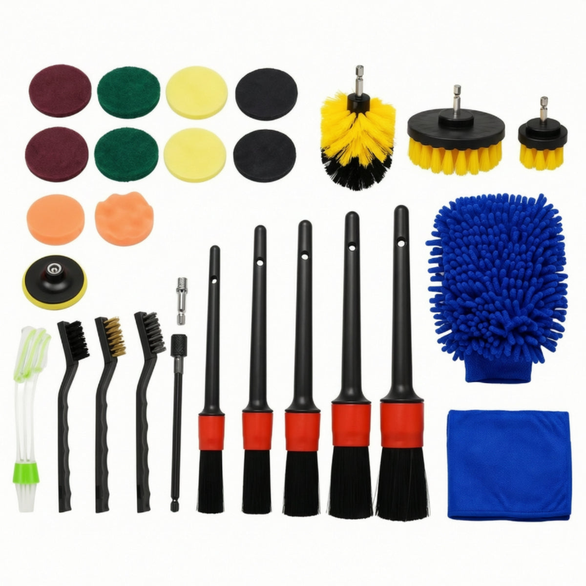 27 Pieces Auto Detailing Brush Kit Professional-Grade Coating Heavy-Duty Microfiber Towel