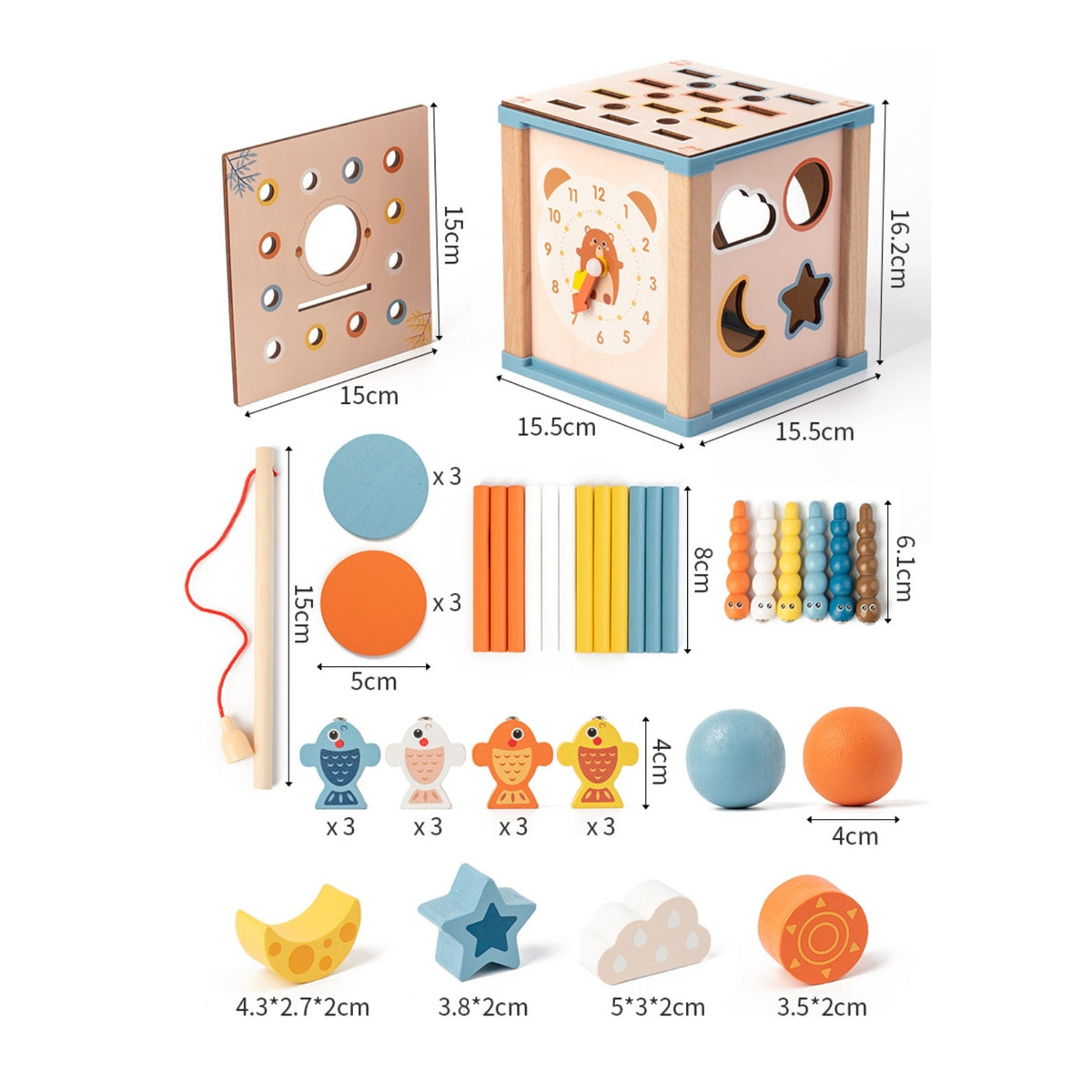 Wooden Activity Cube with Shape Sorter Early Learning Educational Activity Center Educational for Nursery