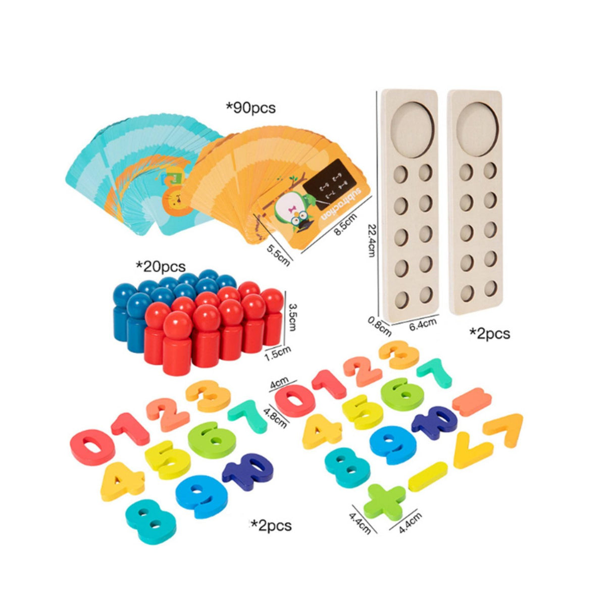 20 Pieces Long-Lasting Wood Construction Addition Subtraction Learning Toy Improves Fine Movement Skills Wooden Counting Peg Board