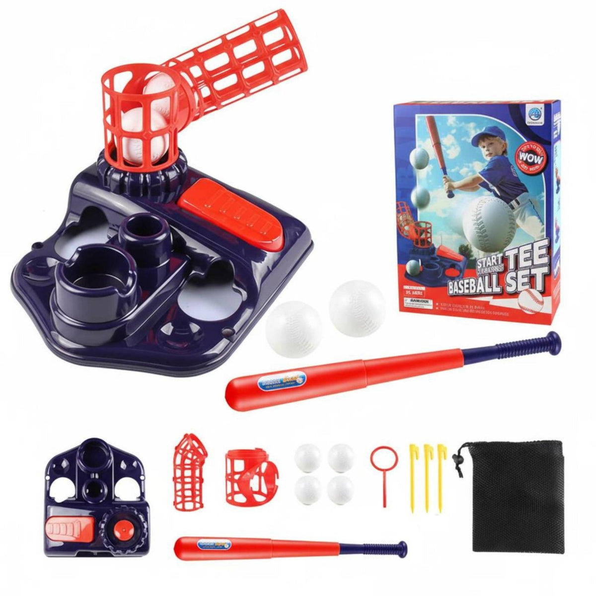 Indoor & Outdoor Use Kids Baseball Hitting Set Family Fun Automatic Baseball Pitching Machine Safe & Long-Lasting for Girls, Backyard, Lawn