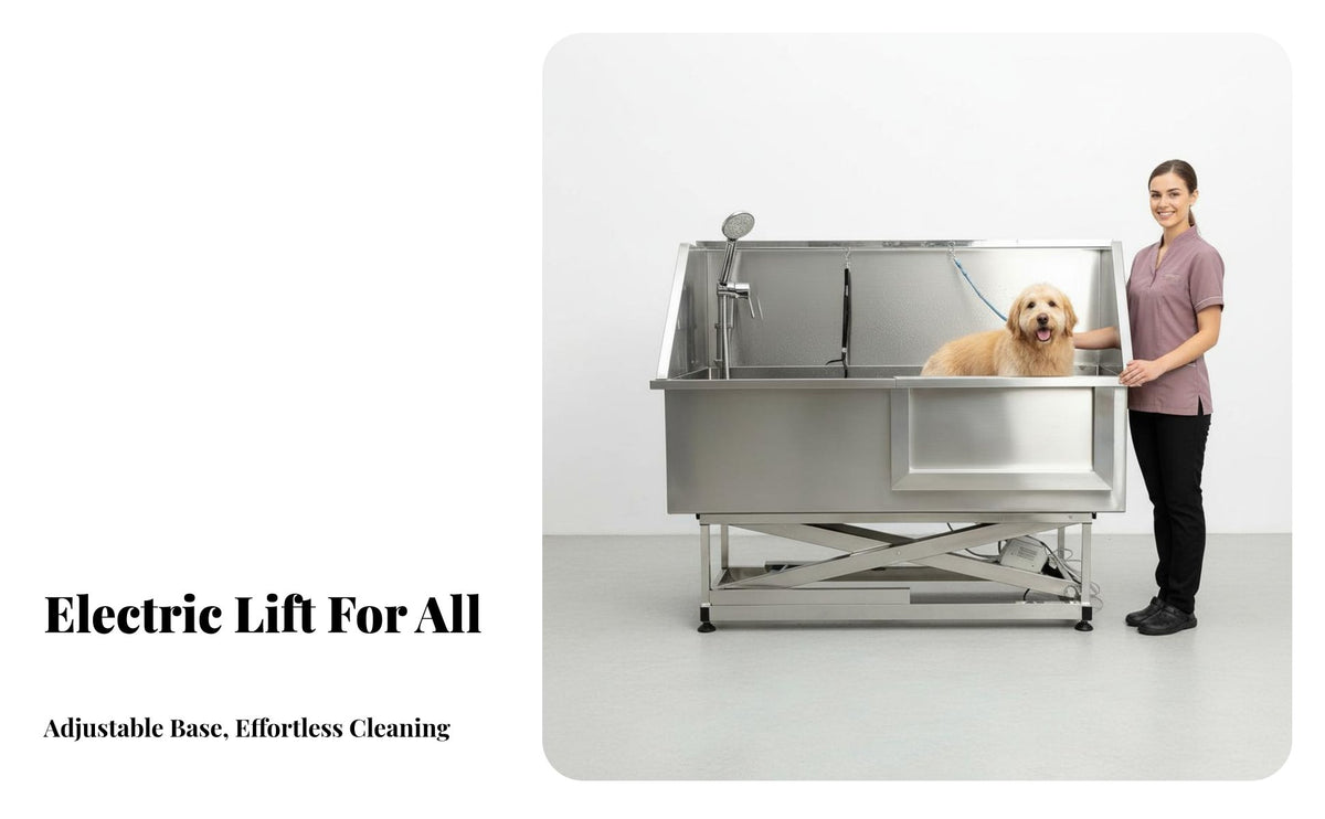 Electric Lift Pet Grooming Wash Station Easy to Clean Stainless Steel Pet Grooming Tub Rust-Resistant Professional Dog Washing Station