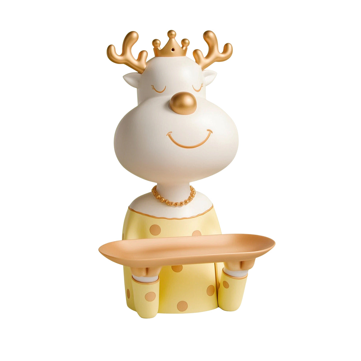 Decorative Deer Statue with Storage Tray Playful Deer Figurine with Tray Modern Storage Figurine Compact for Entryway