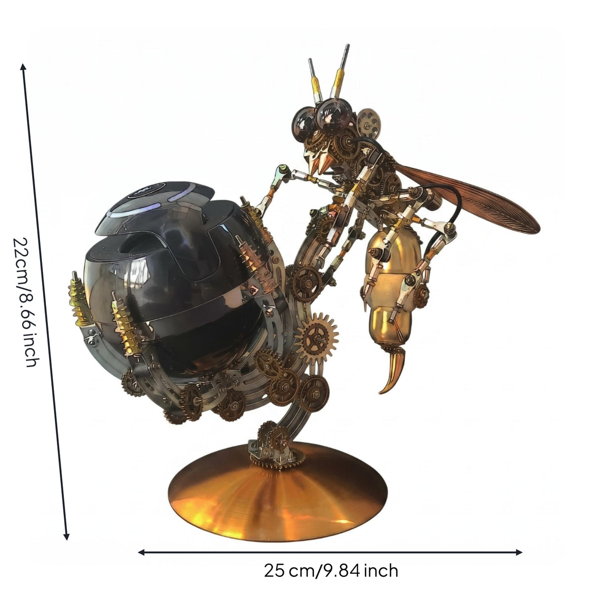 3D Metal Bee Assembly Tool Kit 3D Metal Bumblebee Ornament Lifelike Design Circular Base Cute Style Decorative