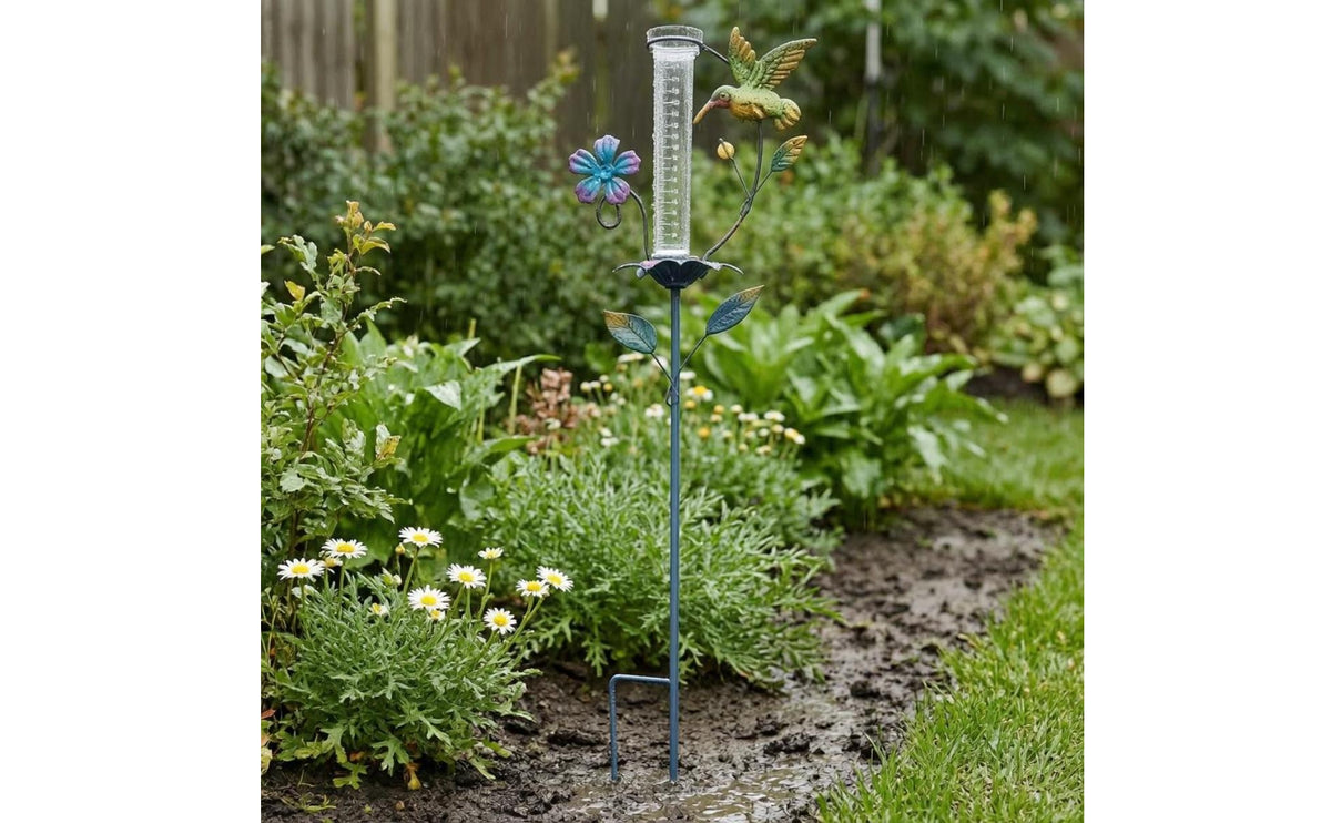 Spiral Frame Metal Stake Rain Gauge Outdoor Use Garden Stake Rain Gauge Easy to Read Precipitation Meter
