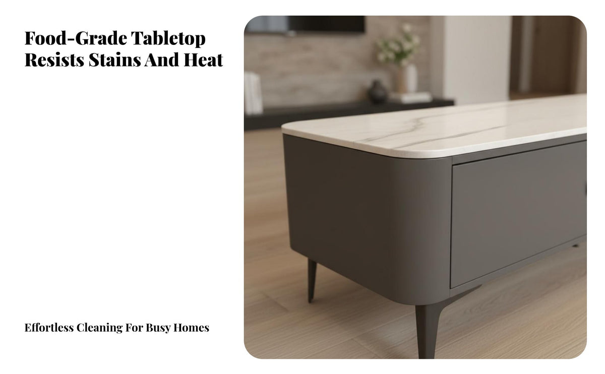 2 Pieces Light Luxury Design TV Stand and Coffee Table Set With Storage Modern Media Console and Coffee Table Heat Resistant Sintered Stone Top Furniture Set Long-Lasting for Apartment Dwellers, Homeowners, Families, Home