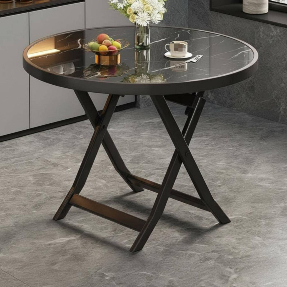 Foldable Design Collapsible Cafe Table Weather-Resistant Household Furniture Indoor & Outdoor Versatility Space-Saving for Small Families, Apartment Dwellers, Balcony, Garden, Backyard, Kitchen
