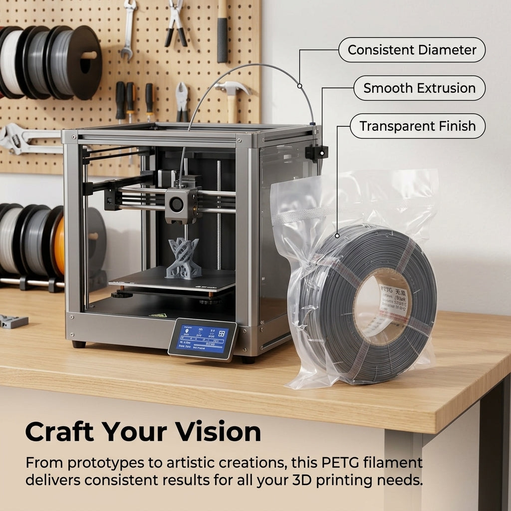 Printer PETG Filament 1.75mm 1KG, Strong Toughness High, Dimensional Accuracy +/- 0.02mm, Fits Most Material Extrusion Printers