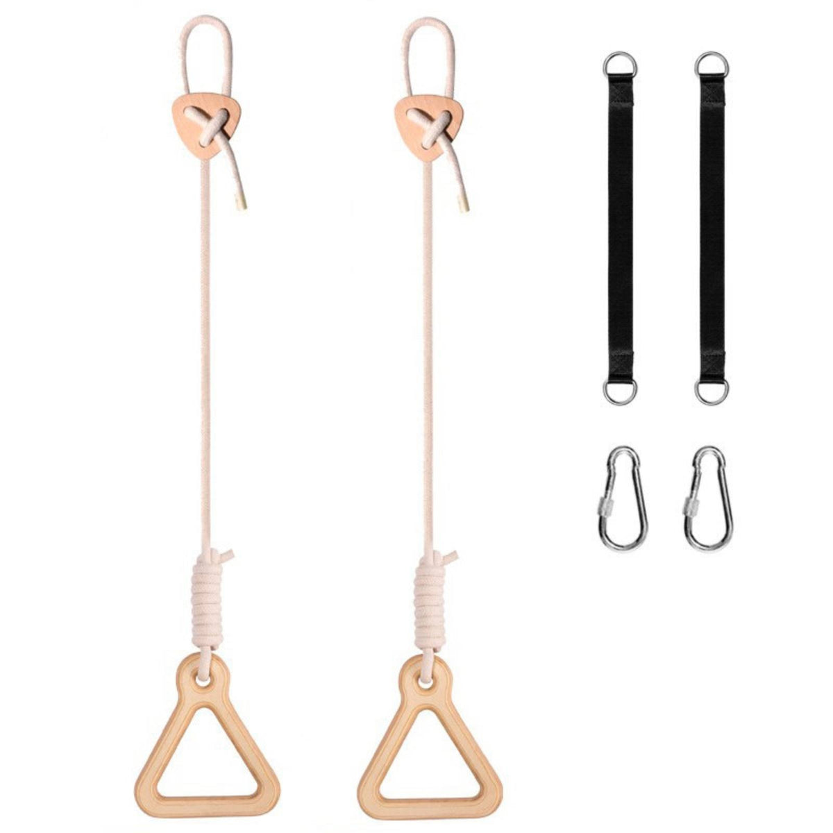 Wooden Exercise Handles with Rope Secure Hold Fitness Equipment Wear-Resistant for Families, Home Gym, Doorway