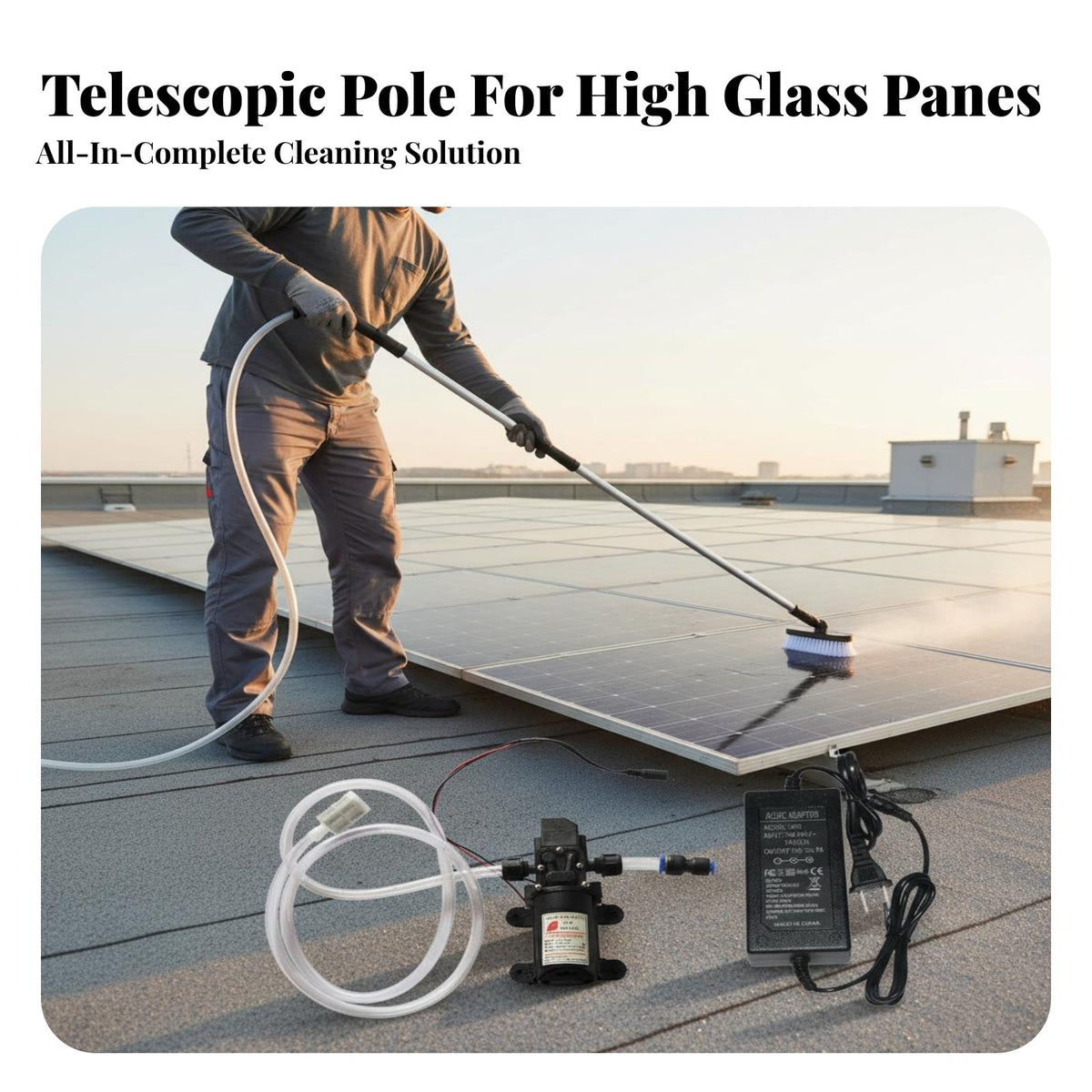 Photovoltaic Panel Cleaning Brush Non-Scratch Filament S Photovoltaic Panel Cleaning Kit Multi-General-Use Water Fed Pole Brush for DIY Enthusiasts