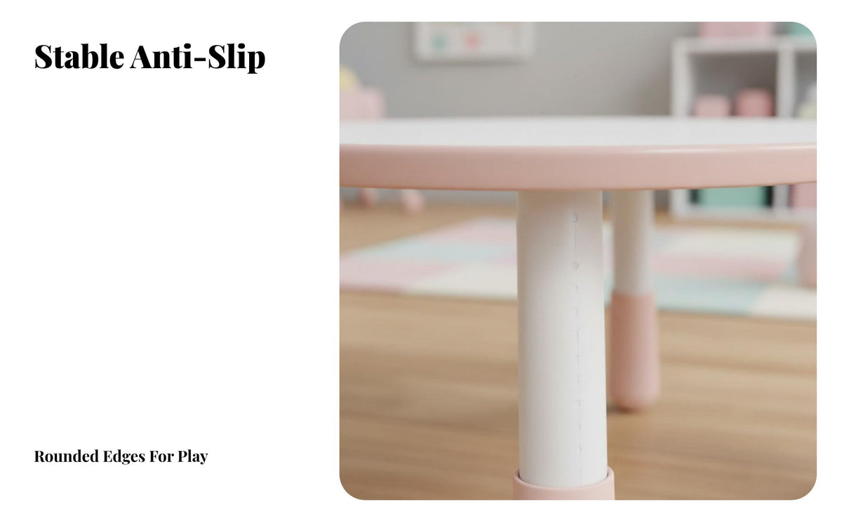 Child-Safe Design Kids Table and Chair Set Rounded Corners Adjustable Height Kids Table Stable Structure Toddler Study and Drawing Desk Sturdy Construction for Preschoolers, Toddlers, Teachers, Kindergarten, Playroom, Classroom, Preschool