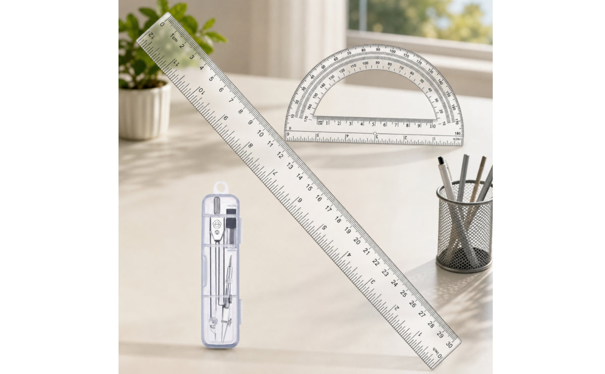 Geometry Tool Kit Complete Drawing Tool Kit Transparent Stationery for Students, Classroom