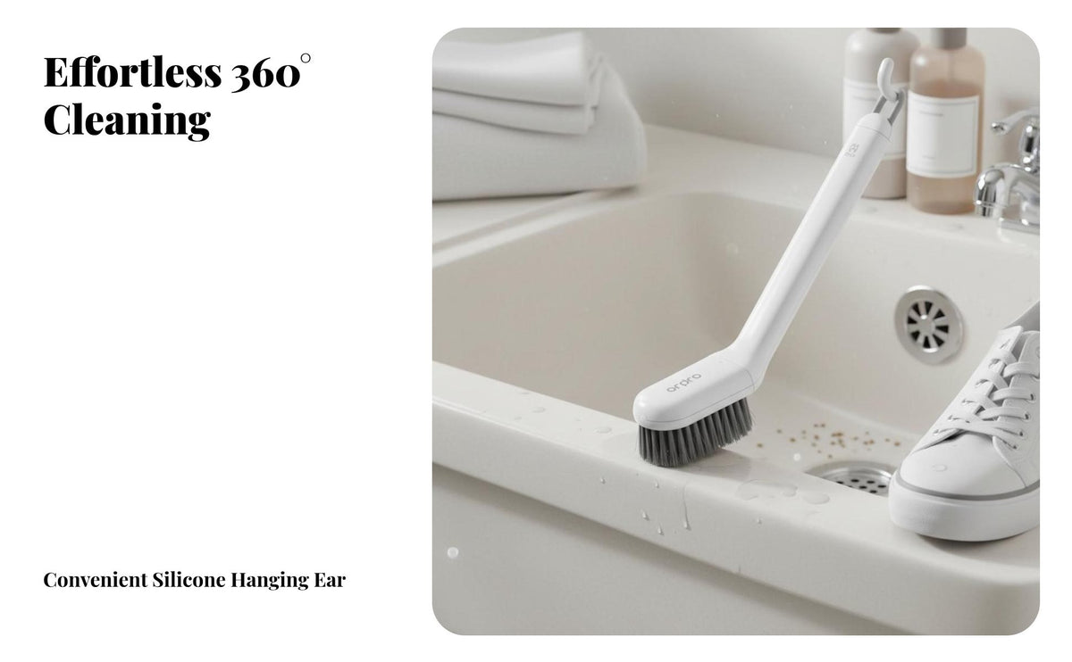 2 Pieces Rotatable Head Shoe Brush Multipurpose Long Handle Shoe Brush Ergonomic Grip Laundry Tool for Homemakers, Homeowners, Household, Washroom