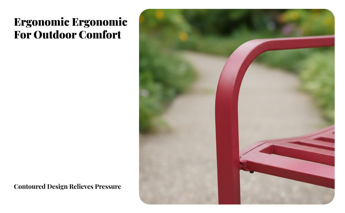 2-Seater Wrought Iron Settee Weather-Resistant Slatted Metal Bench Long-Lasting Outdoor Furniture Decorative Backrest for Homeowners, Gardeners, Garden, Yard, Porch, Balcony