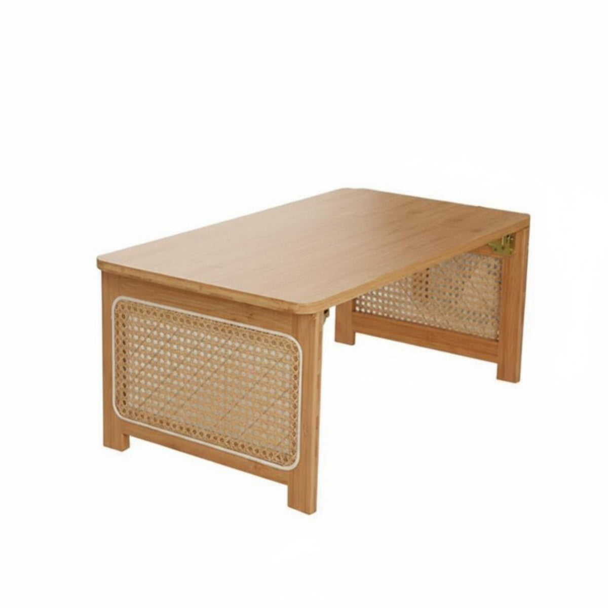 Space-Saving Foldable Rattandesign Table Multi-Purpose Foldable Chabudai Lightweight & Portable Floor Desk No Assembly Required for Apartment Dwellers, Telecommuting Workers, Bay Window, Small Areas, Tea Ceremony, Bedroom