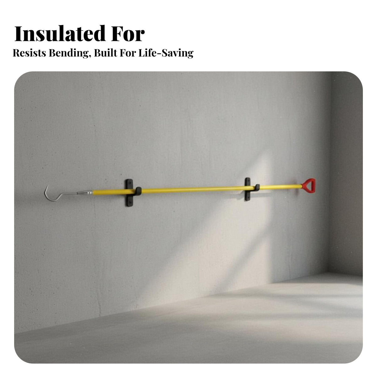 Insulated Fire Hook Heavy Duty Electric Vehicle Drag Hook Sturdy Long Reach Pole for Linemen, Residential Communities, Warehouses, Substations
