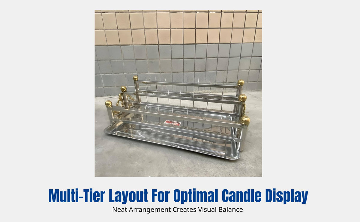 Stepped Candle Holder, 304 Stainless Steel, Pin Insert, Tray, Outdoor Countertop Buddhist Offering
