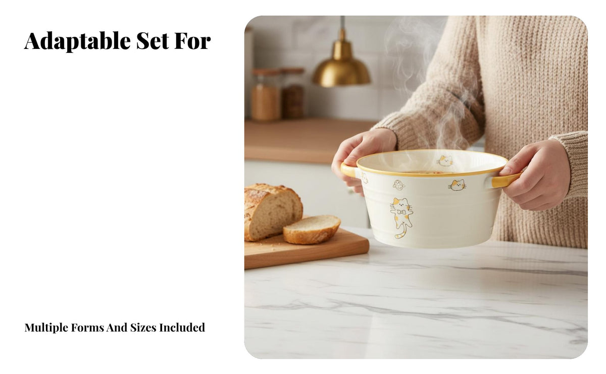 Ceramic Dinnerware Set, Cartoon Cat Bowl Plate, Modern Minimalist Tableware, Ins Design for Home