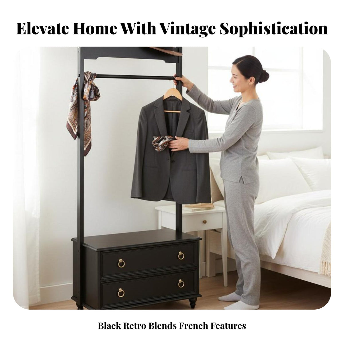 Retro Design self-supportingstanding Coat Tree Floor-Standing Garment Rack mid-centuryera aesthetic Clothing Stand Elegant Look for Apartment Dwellers, Interior Designers, Bedroom, Entryway, Hallway, Living Room