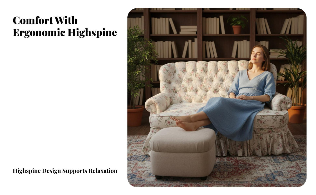 French Country design Floral Print Highrear Chair Vintage Design Floral Print tall rear Armchair Button-Tufted rearrest Indoor Seating Skirted Base for Book Lovers, Interior Designers, Small Apartment, Living Room, Bedroom, perusing alcove