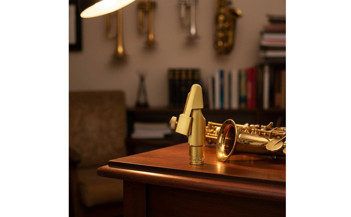 Easy to Play Gold Plated Brass Saxophone Mouthpiece Clear Tone Soprano Sax Mouthpiece Kit Exquisite Artisan-Made Design Bb Soprano Saxophone Long-Lasting Construction for Beginners