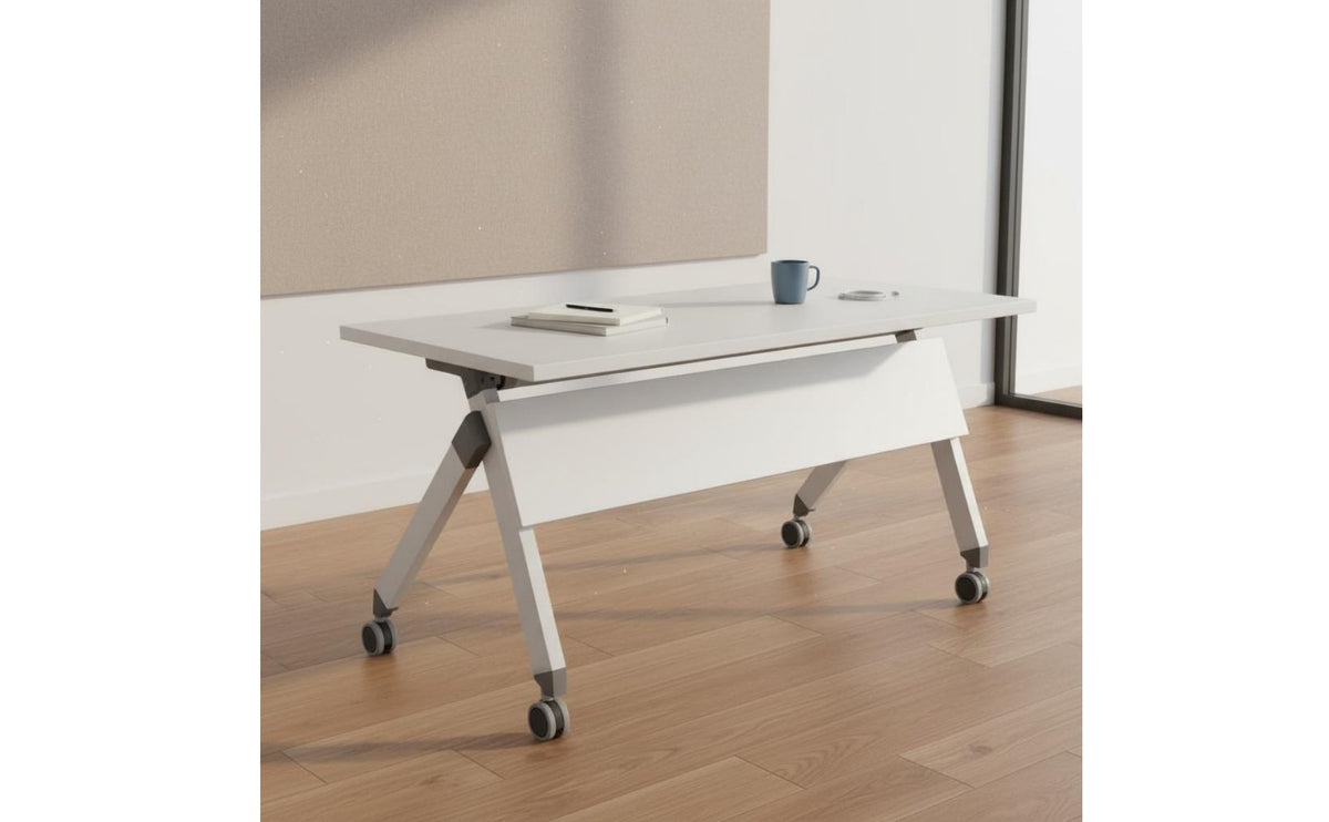 Foldable Folding Training Table with Wheels Space-Saving Flip-Top Mobile Table for Classroom