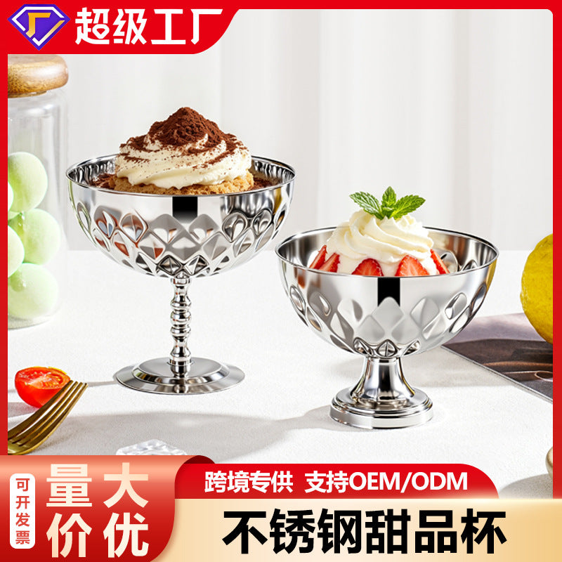 Stainless Steel Dessert Cup with Stem for Cake, Pudding, and Cocktails