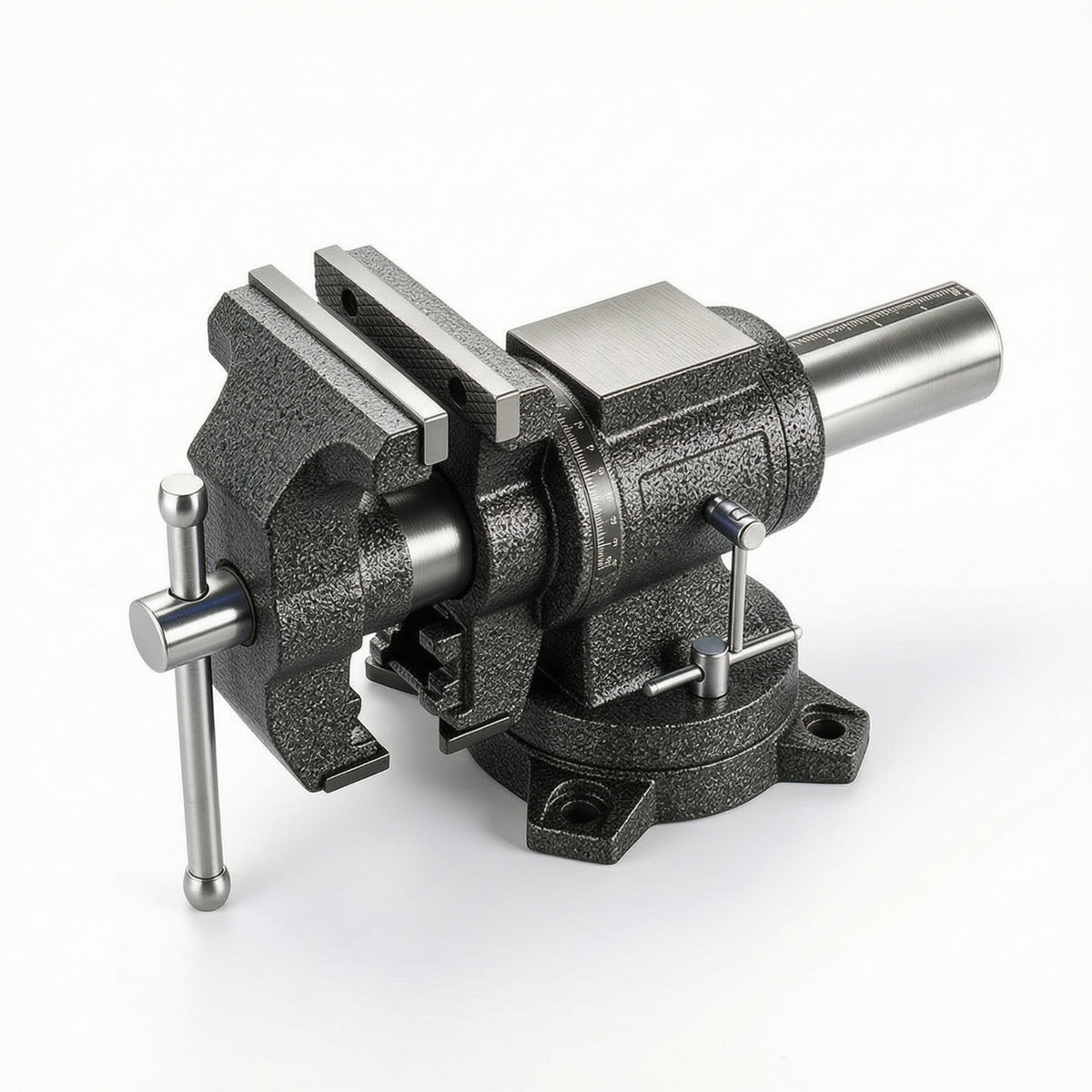 Bench Vise with Swivel Base Double-Jaw Bench Vise Cast-Metal for Workshops