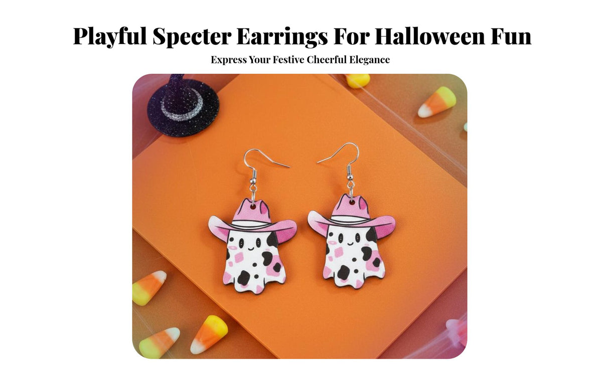 Halloween Specter Earrings Western Design Cowboy Specter Dangles Fun Halloween Earrings for Girls, Teens, Costume Party, Themed Events