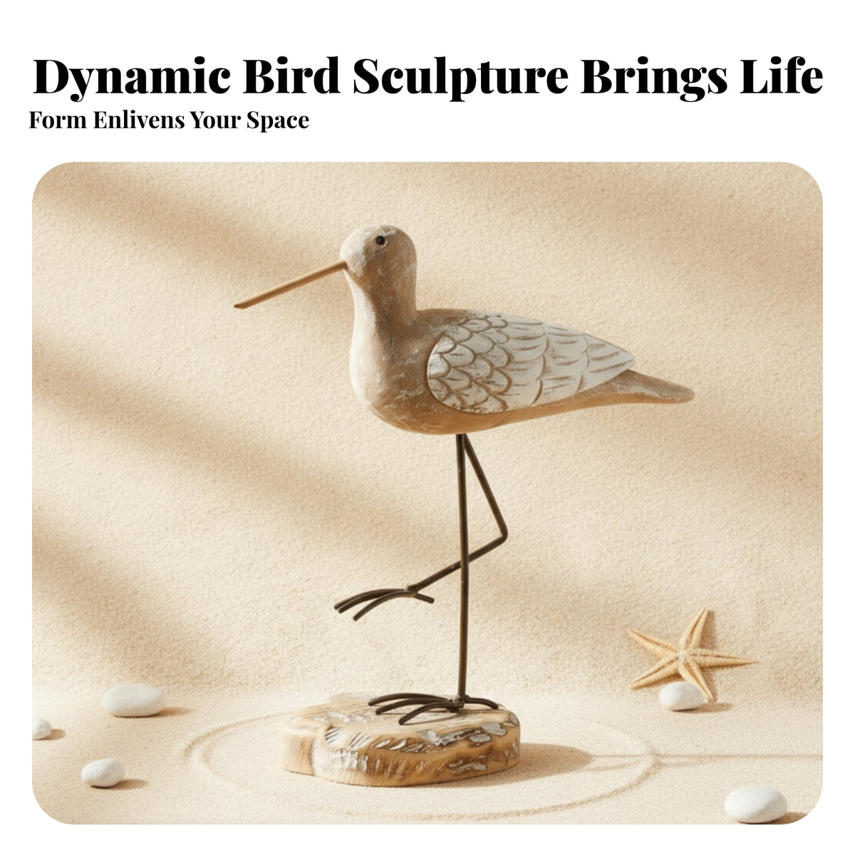 Hand-Carved Bird Figurine Weathered Finish Bird Sculpture 3D Texture Chic for Shelf