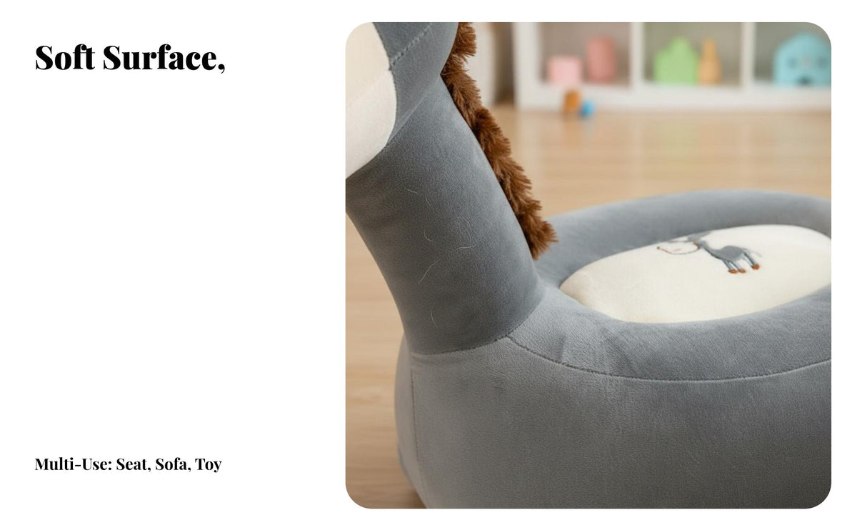 Cartoon Equine Stool Soft Textile Equine Soft Chair Great Gift Stuffed Animal Sofa for Young Children, Parents, Playroom, Photo Shoots, Living Room