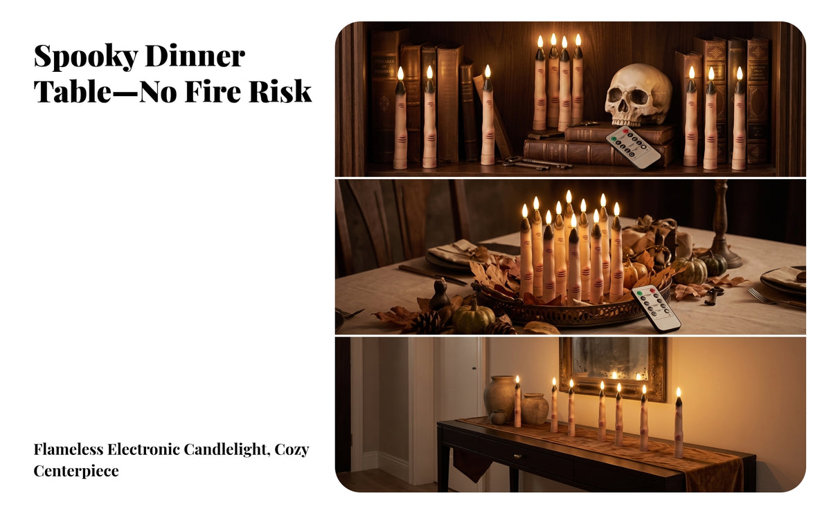 10 Pieces Realistic Finger Shaped Candle | Slender Tapered Body, Spooky, for Halloween