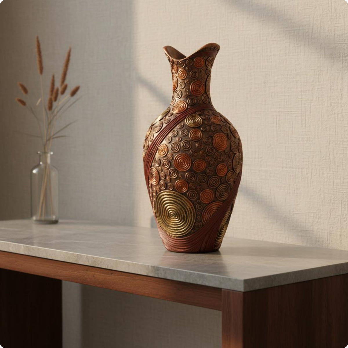Sculptural Vase Raised Texture Home Decor Flared Neck for Flower Display
