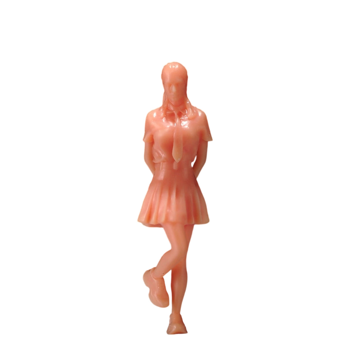 Unpainted Schoolgirl Figure Blank Miniature with Long Hair Standing Compact for Hobbyists, Collectors