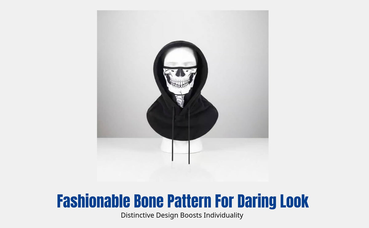 Skeleton Face Cover, Thermal Fleece Neck Warmer, Windproof Cycling Headscarf Hat, Unisex, Random Color