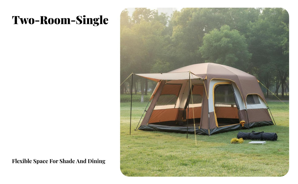 Portable 8-10 Person Outdoor Shelter Waterproof Family Camping Tent Double Layer Design Multi-Room Tent Good Ventilation for Group Campers, Families, Campsite, Park, Backyard, Picnics