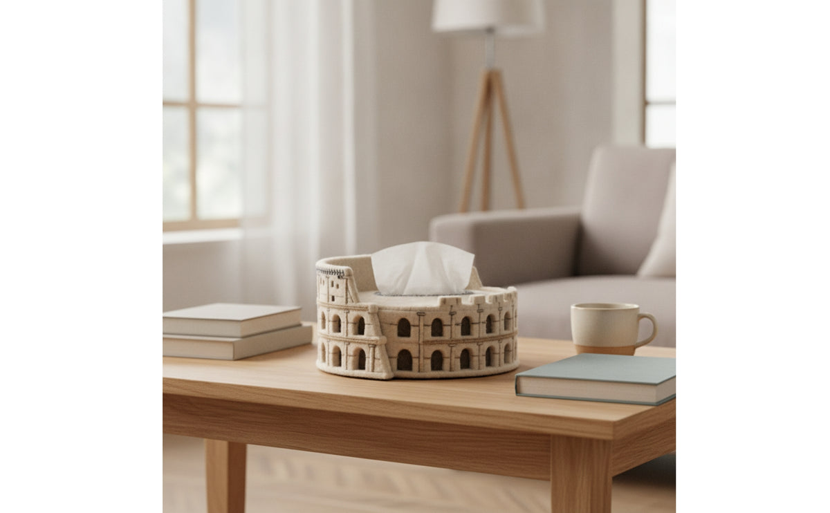 Felt Tissue Box Cover with Arches Low-Height Tissue Box Cover Soft Decorative for Coffee Table